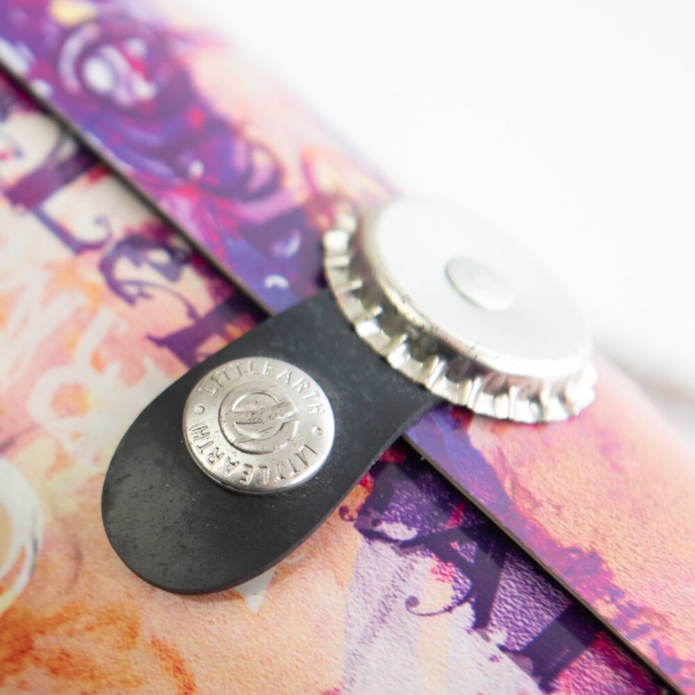 Little Earth Unique Metal Purse Cosmopolitan Theme Chain Strap Bag Pink Purple - Picture 3 of 9